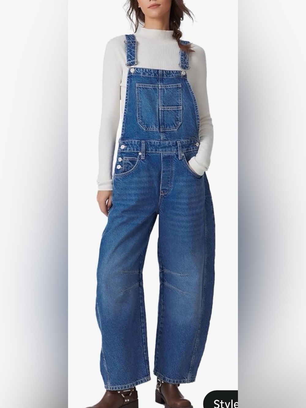 Women's Indigo Denim Overalls - Relaxed Barrel Leg